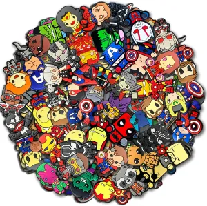 25 50Pcs Super Hero Shoe Charms for Croc Clogs Sandals Bracelet Wristband Slippers, Cute Shoe Decoration Charms for Party Favor