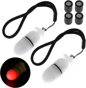 2Pc Underwater Strobe Signal Light Scuba Night Dive Marker LED Flashy Safety Lamp Firefly Diving Beacon Beam 200M Underwater 200 Hour Duration with Battery (Red)