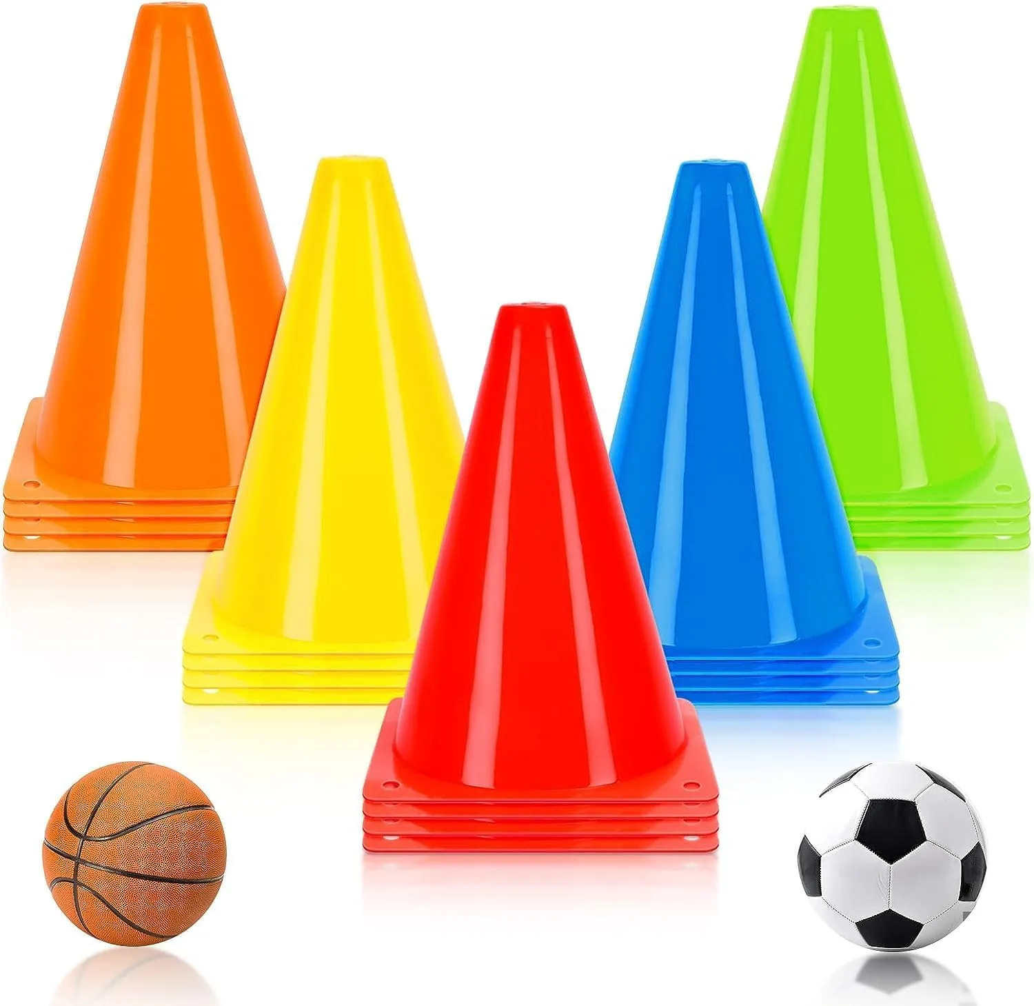 6 Inch Plastic Agility Cones Sports Soccer Flexible Cone for Training, Party, Activity, Traffic(Multicolor) Pack of