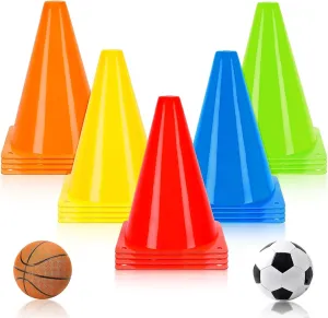 6 Inch Plastic Agility Cones Sports Soccer Flexible Cone for Training, Party, Activity, Traffic(Multicolor) Pack of