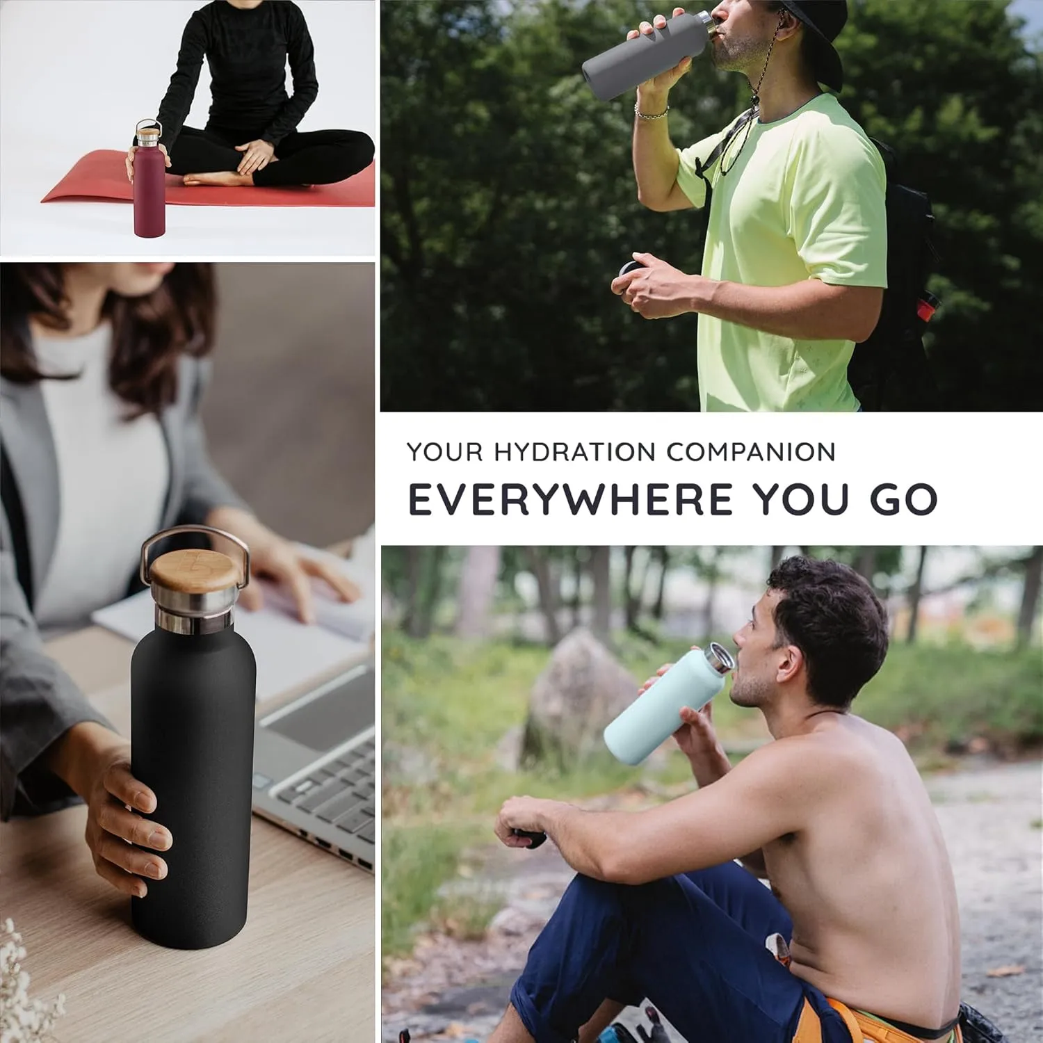 Bambaw 12 oz Insulated Water Bottle with Handle, Wide Mouth Insulated Water Bottle Red, Stainless Steel Water Bottle, Metal Water Bottle Double Wall Insulated, Small Water Bottle Reusable  Red Berry