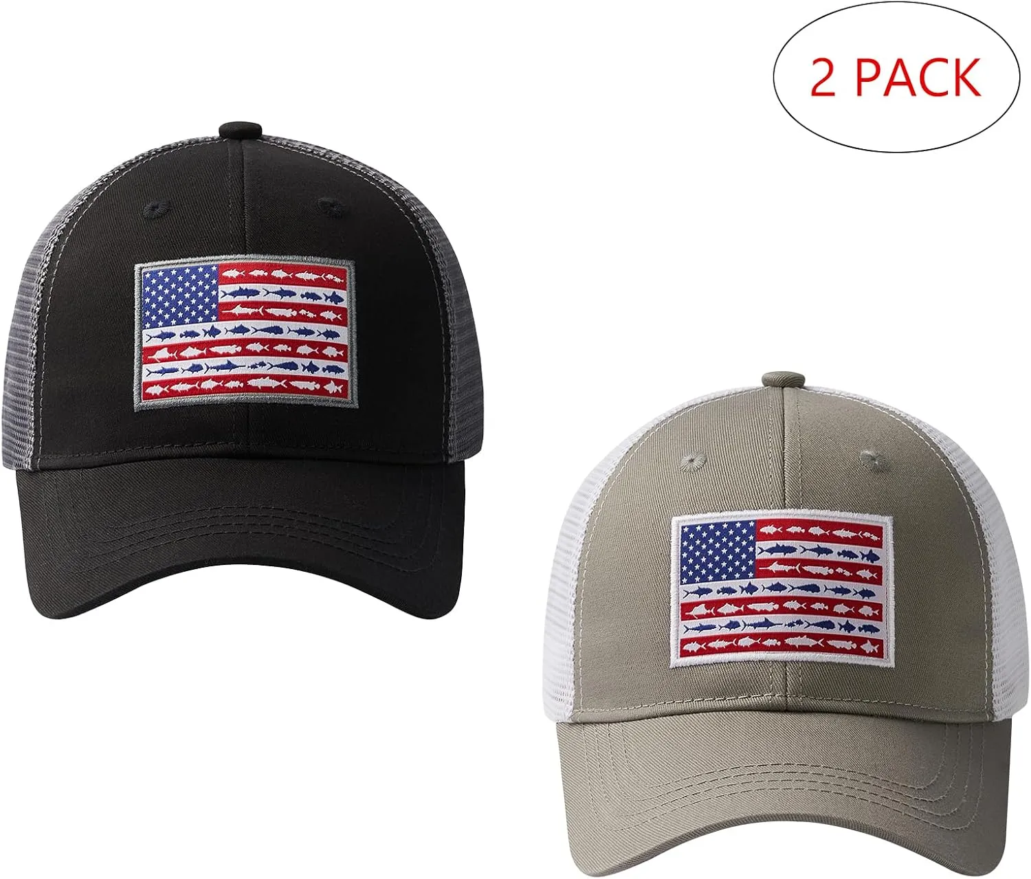 BASSDASH 2 Pack Altimate Fishing Hunting Hat Mesh Back for Men Women Adjustable Baseball Trucker Cap Camo Blaze Orange