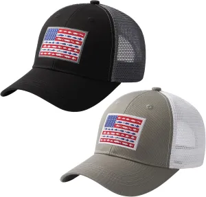 BASSDASH 2 Pack Altimate Fishing Hunting Hat Mesh Back for Men Women Adjustable Baseball Trucker Cap Camo Blaze Orange