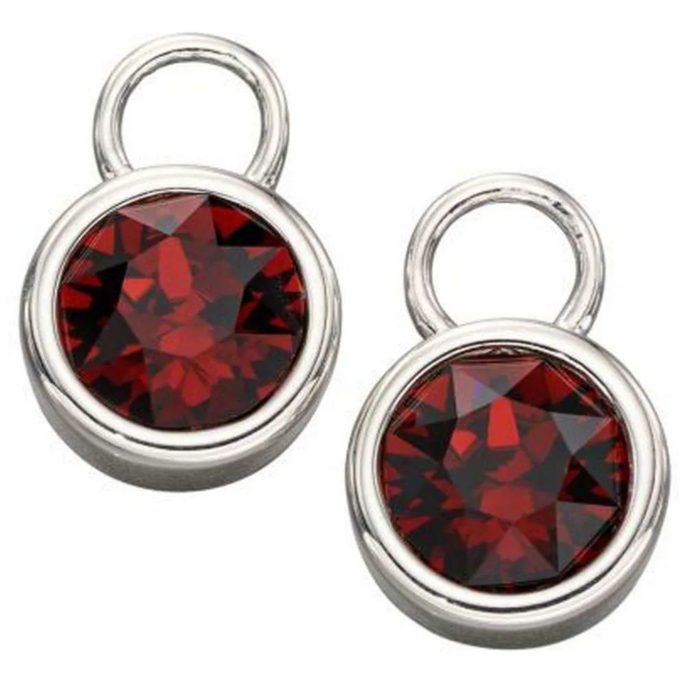 Beginnings January Birthstone Charm - Red/Silver