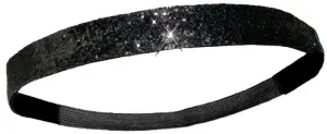 Black Glitter Headband with Elastic Back (Black)
