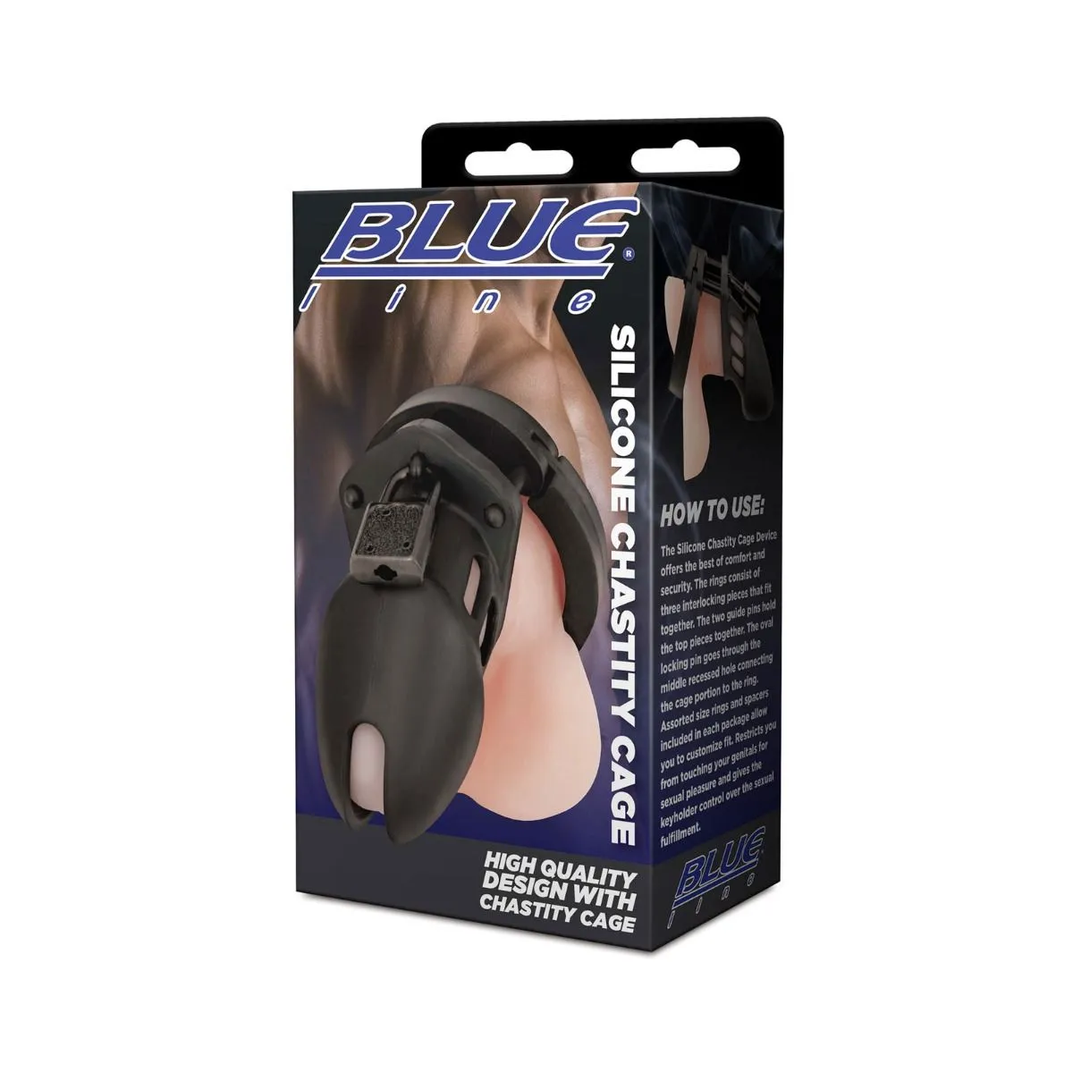 Blue Line Silicone Chastity Cage Black