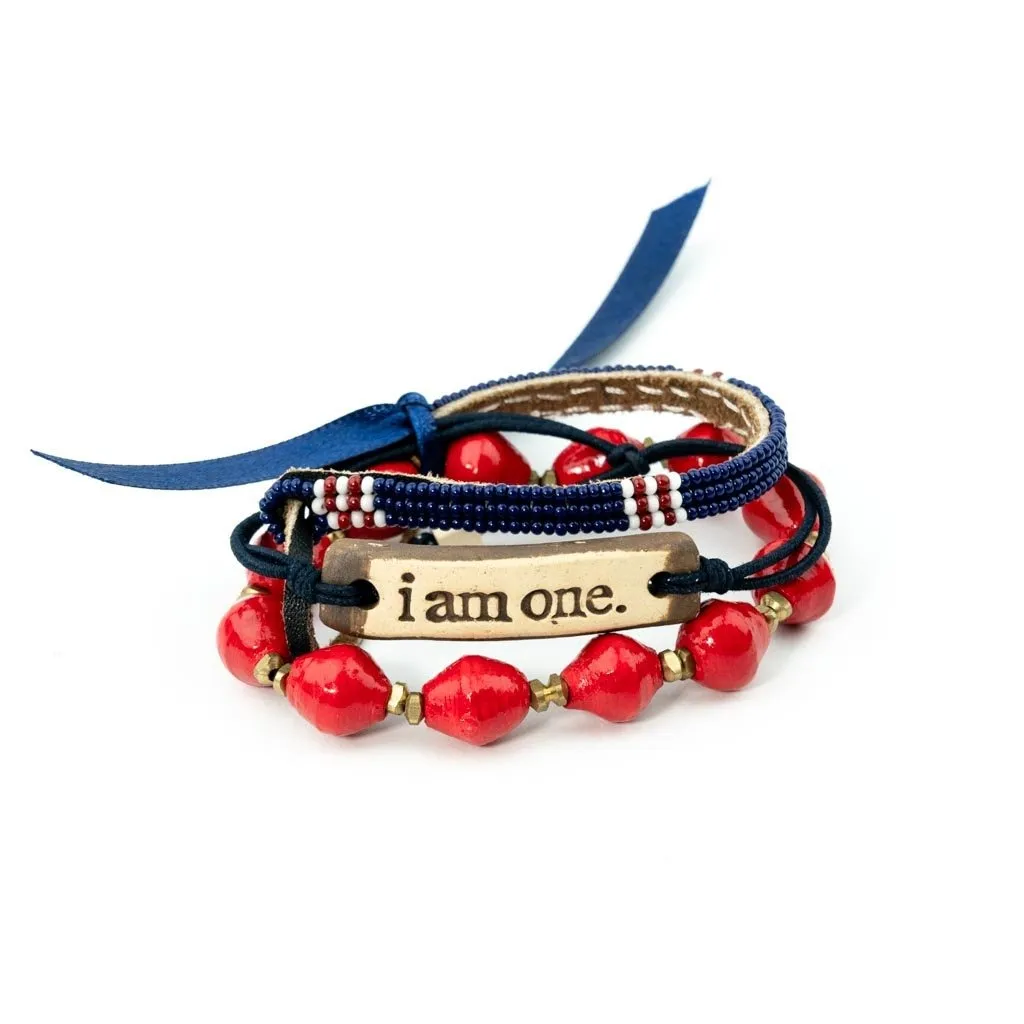 Bracelet -  Navy Seed Bead & Leather