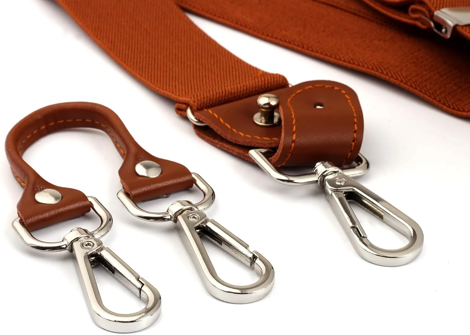 Brown Initial Suspenders for Men Wedding Dress Pants Adjustable 4 to 3 Hooks Elastic Y Back 1.4 Inches