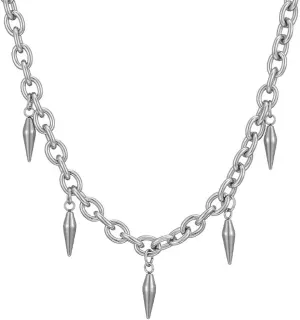 Bullet Choker Necklace for Men Women Titanium Steel Trendy Edgy Anime Y2k Goth Punk Hip Hop Cuban Chain Beaded Rivet Spike Tassel Charm Choker Necklace