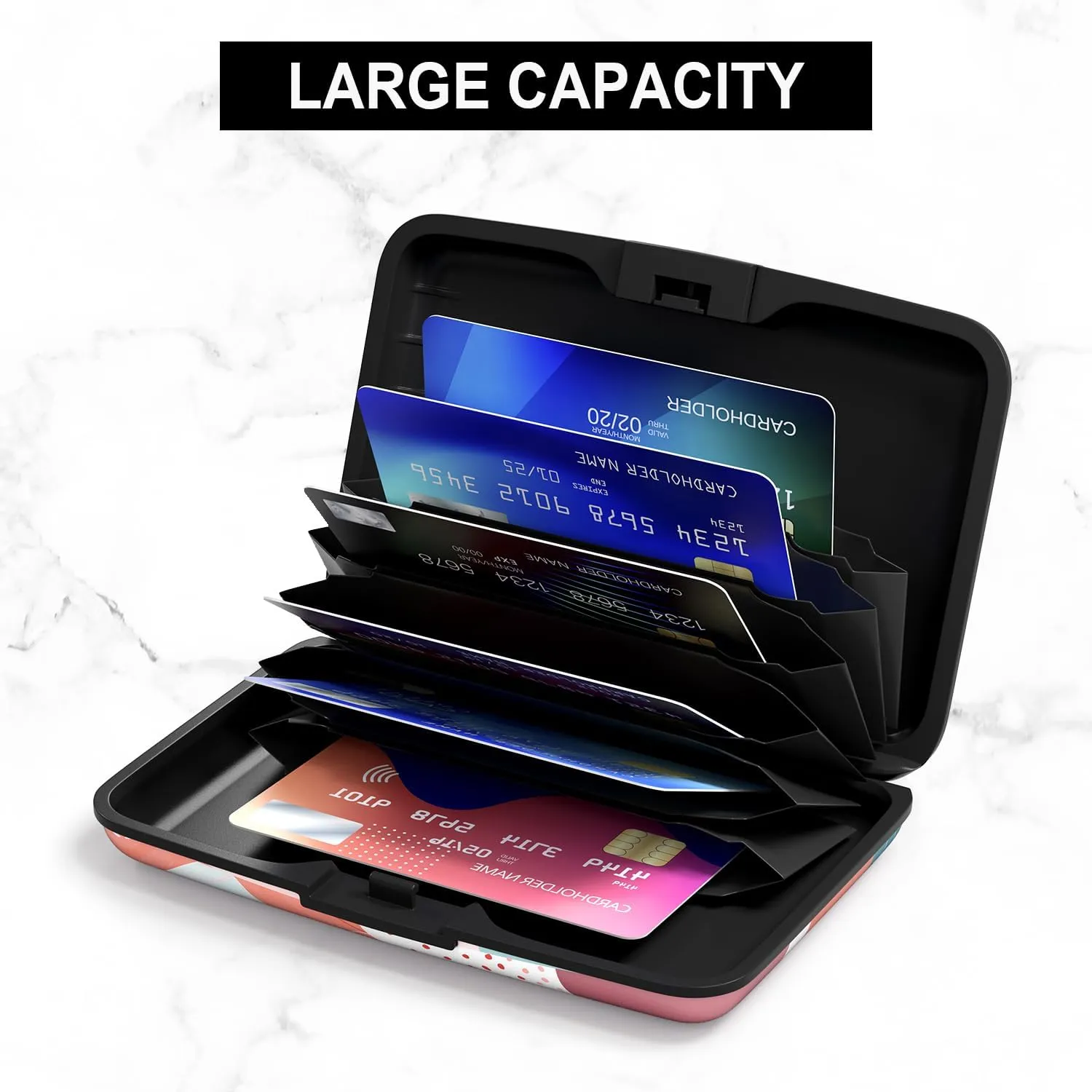 Card Holder Credit Cards Holder for Women RFID wallet women Business Card Holder Wallet Mini Aluminum Card Wallet RFID Blocking Slim Metal Hard Card for Women, Abstract Styles