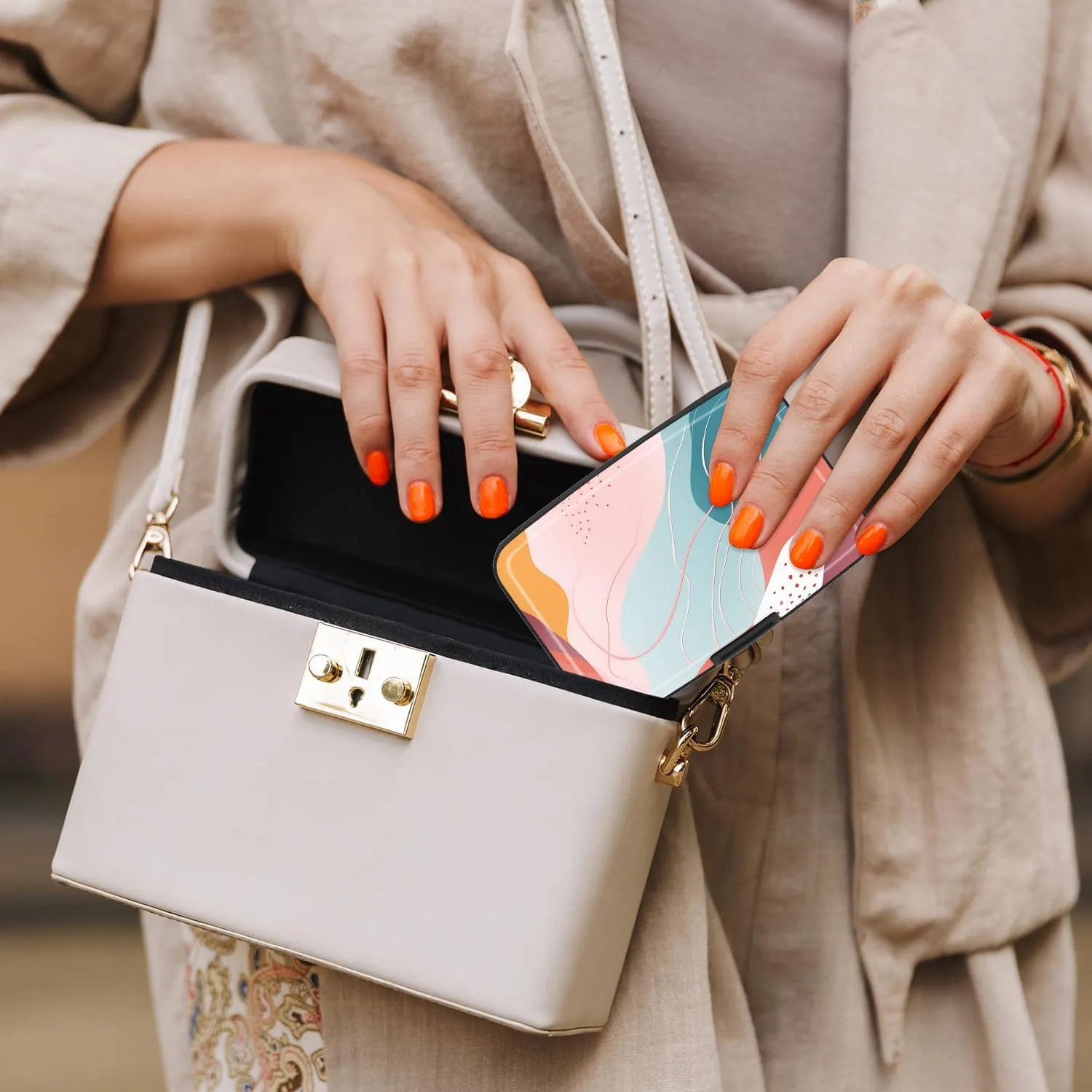 Card Holder Credit Cards Holder for Women RFID wallet women Business Card Holder Wallet Mini Aluminum Card Wallet RFID Blocking Slim Metal Hard Card for Women, Abstract Styles