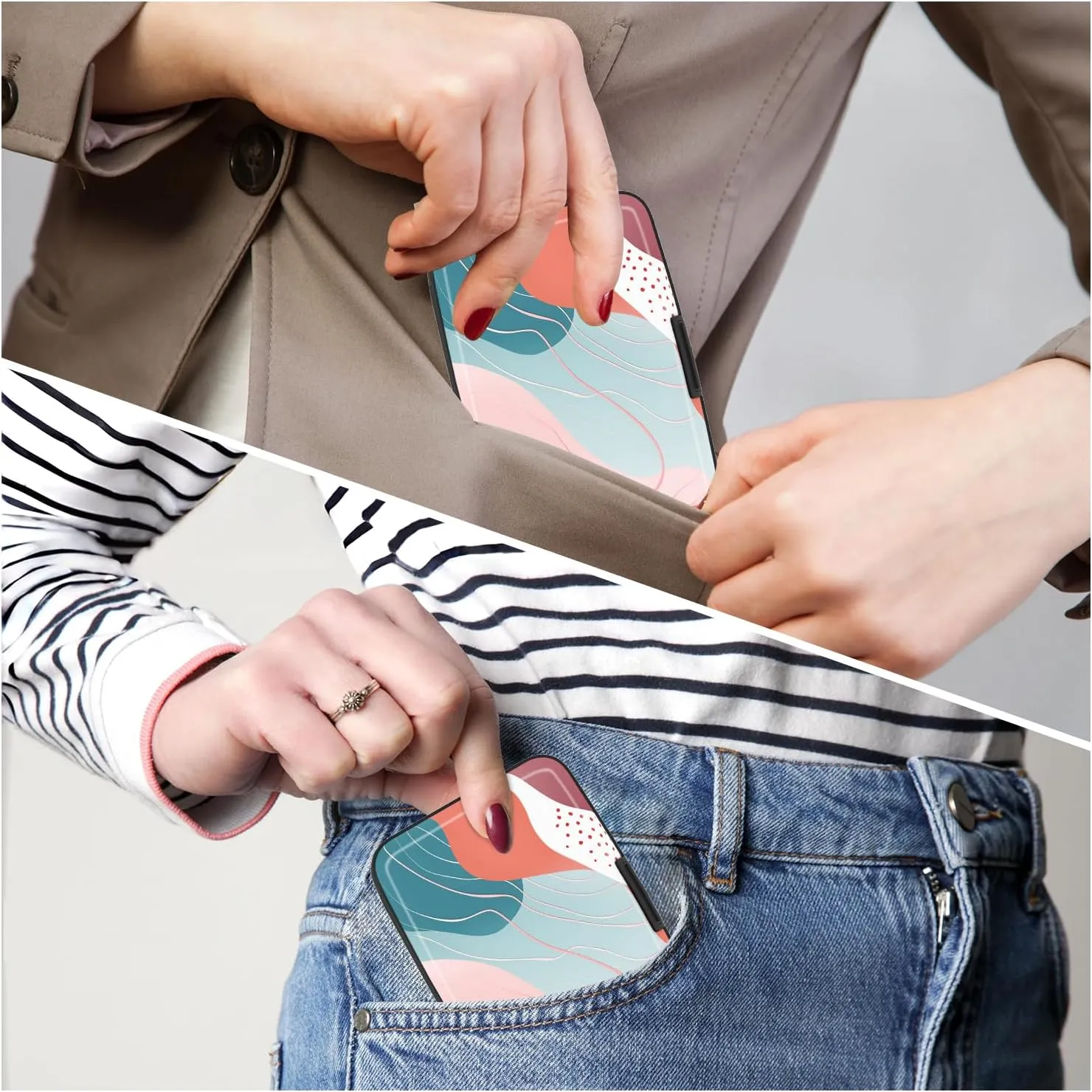 Card Holder Credit Cards Holder for Women RFID wallet women Business Card Holder Wallet Mini Aluminum Card Wallet RFID Blocking Slim Metal Hard Card for Women, Abstract Styles