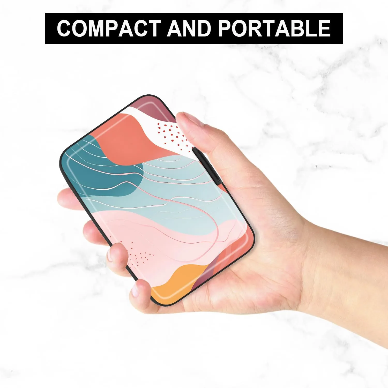 Card Holder Credit Cards Holder for Women RFID wallet women Business Card Holder Wallet Mini Aluminum Card Wallet RFID Blocking Slim Metal Hard Card for Women, Abstract Styles