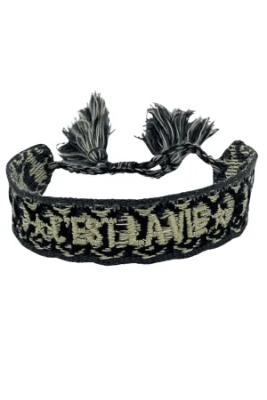 C'est La Vie Adjustable Bracelet | Charcoal/Natural Pattern