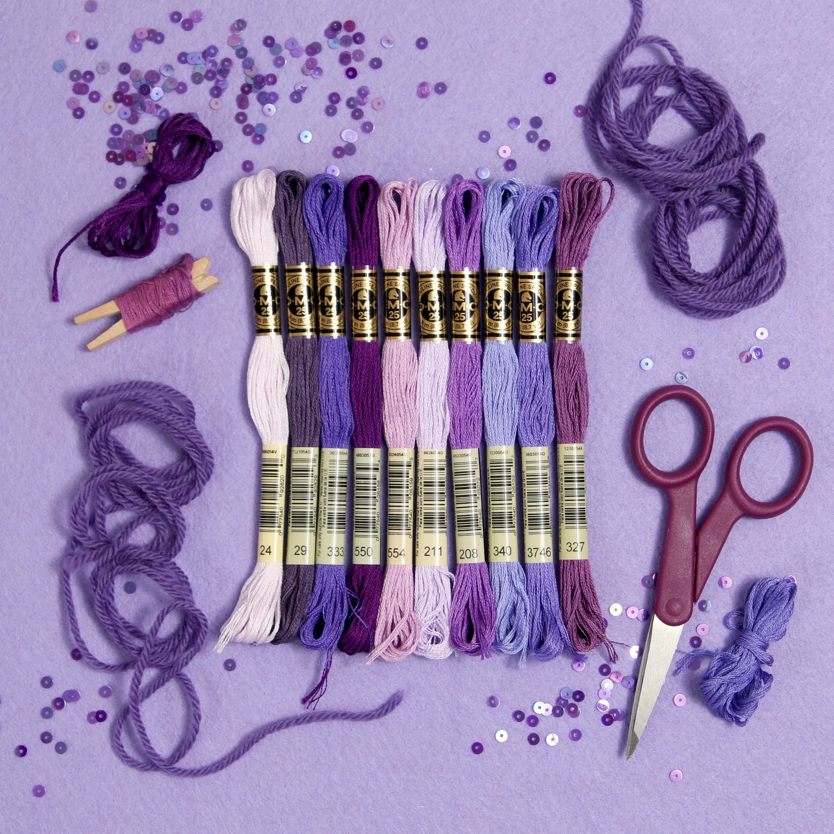 DMC Embroidery Floss, Purple Palette