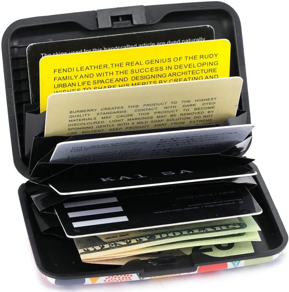 ELFISH Mini RFID Aluminum Wallet Credit Cards Holder Business Card Case Metal ID Case for Men Women (Colored beads)