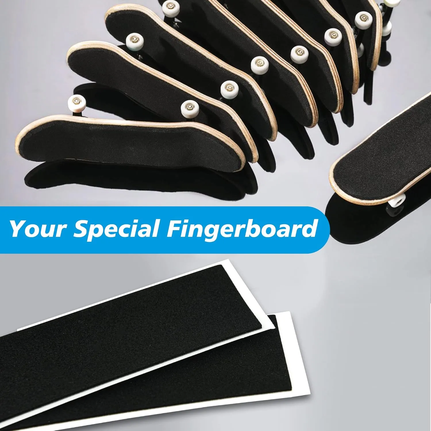 Fingerboard Grip Tape, 60Pcs 38mmX110mm Foam Adhesive Tapes for Fingerboards, Black