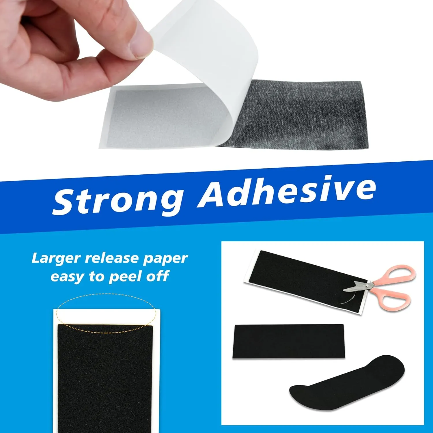 Fingerboard Grip Tape, 60Pcs 38mmX110mm Foam Adhesive Tapes for Fingerboards, Black