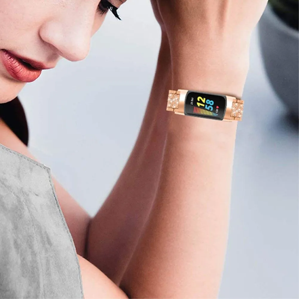 Fitbit Charge 5 bling rhinestone watch strap - Rose Gold