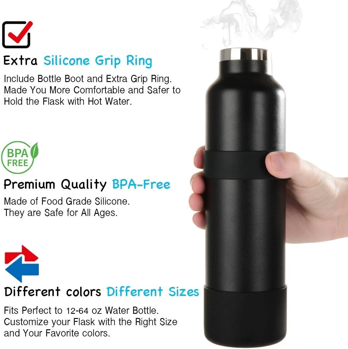 Greant Double Protective Water Bottle Boot Compatible with Hydro Flask, Silicone Flex Boot Compatible with Hydroflask Boot, Universal Anti-Slip Bottle Sleeve, 3 Sizes to Choose