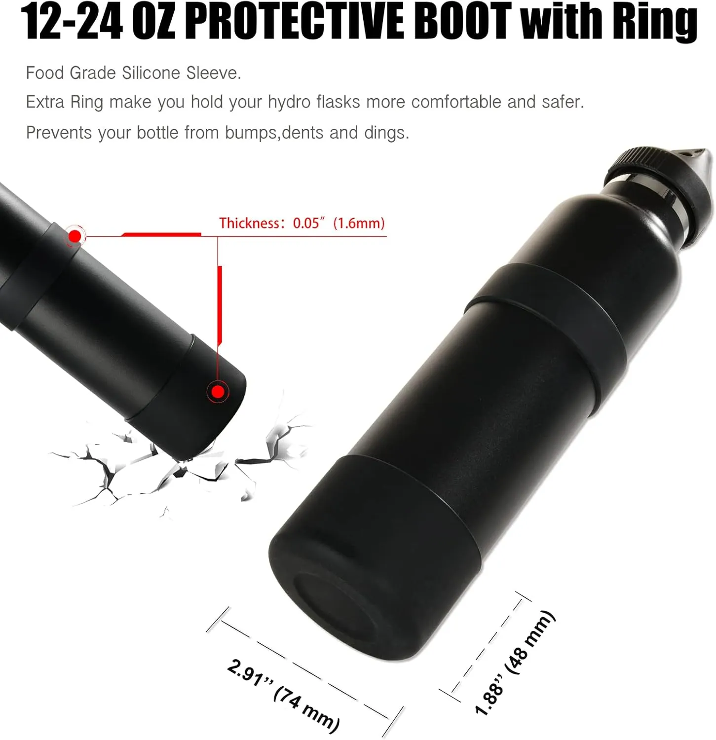 Greant Double Protective Water Bottle Boot Compatible with Hydro Flask, Silicone Flex Boot Compatible with Hydroflask Boot, Universal Anti-Slip Bottle Sleeve, 3 Sizes to Choose