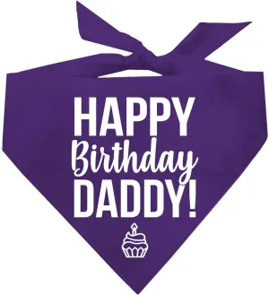 Happy Birthday Daddy! Dog Bandana | 100% Cotton Adjustable Triangle | Made in USA | Birthday Pawty | Party Theme | Celebration Photo Shoot Prop | Mom Dad | Purple, One Size (170)