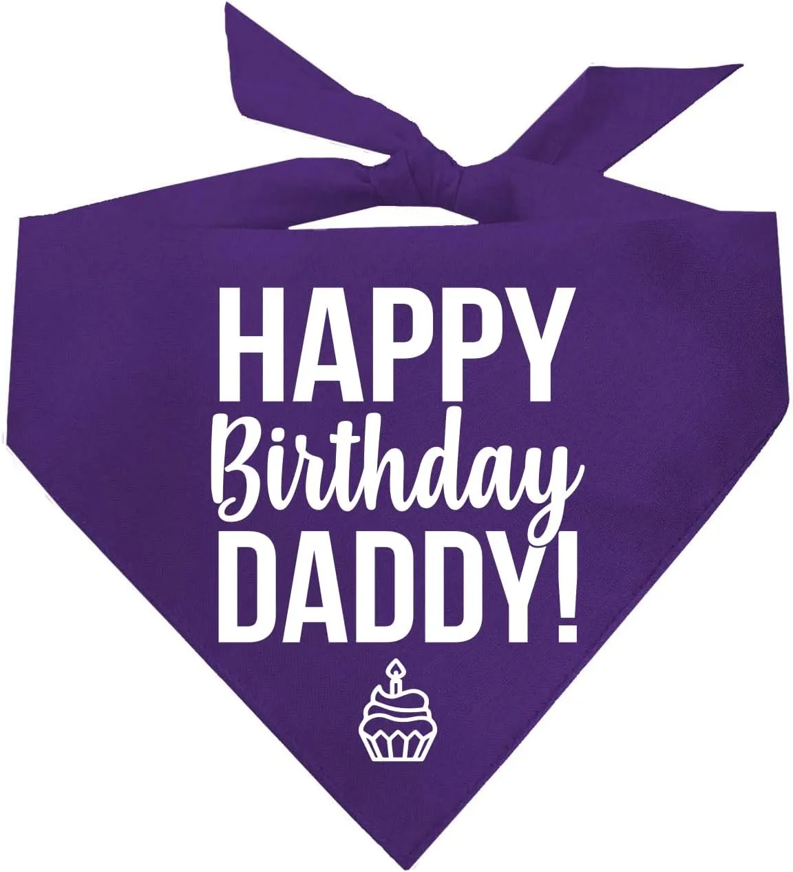 Happy Birthday Daddy! Dog Bandana | 100% Cotton Adjustable Triangle | Made in USA | Birthday Pawty | Party Theme | Celebration Photo Shoot Prop | Mom Dad | Purple, One Size (170)
