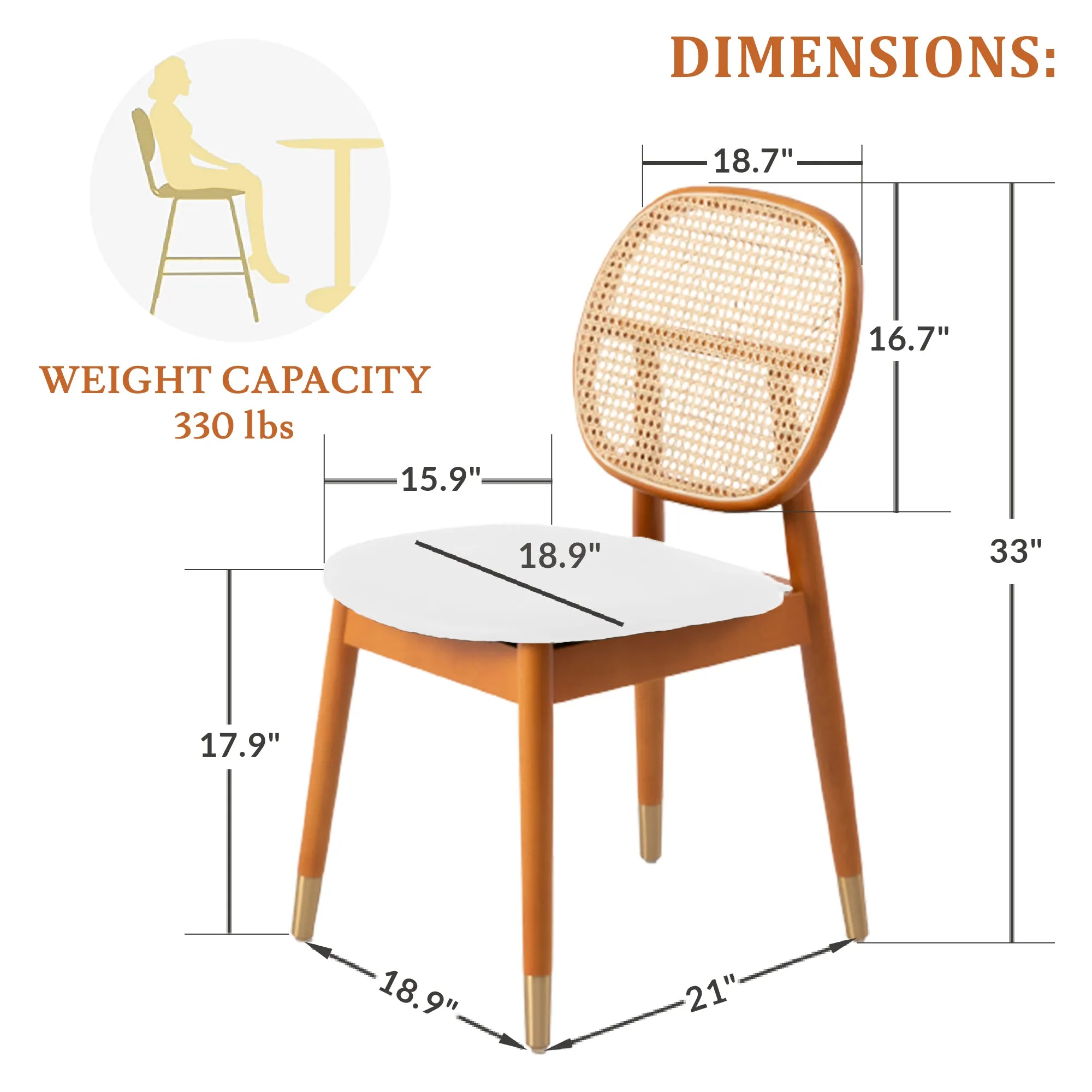Holbeck Modern Dining Chair with Upholstered Leather Seat and Beech Wood Legs Set of 4