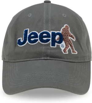 Jeep Ladies Ponytail Hat Chenille Embroidered Sasquatch and Text Logo Garment Washed Twill with Adjustable Strap