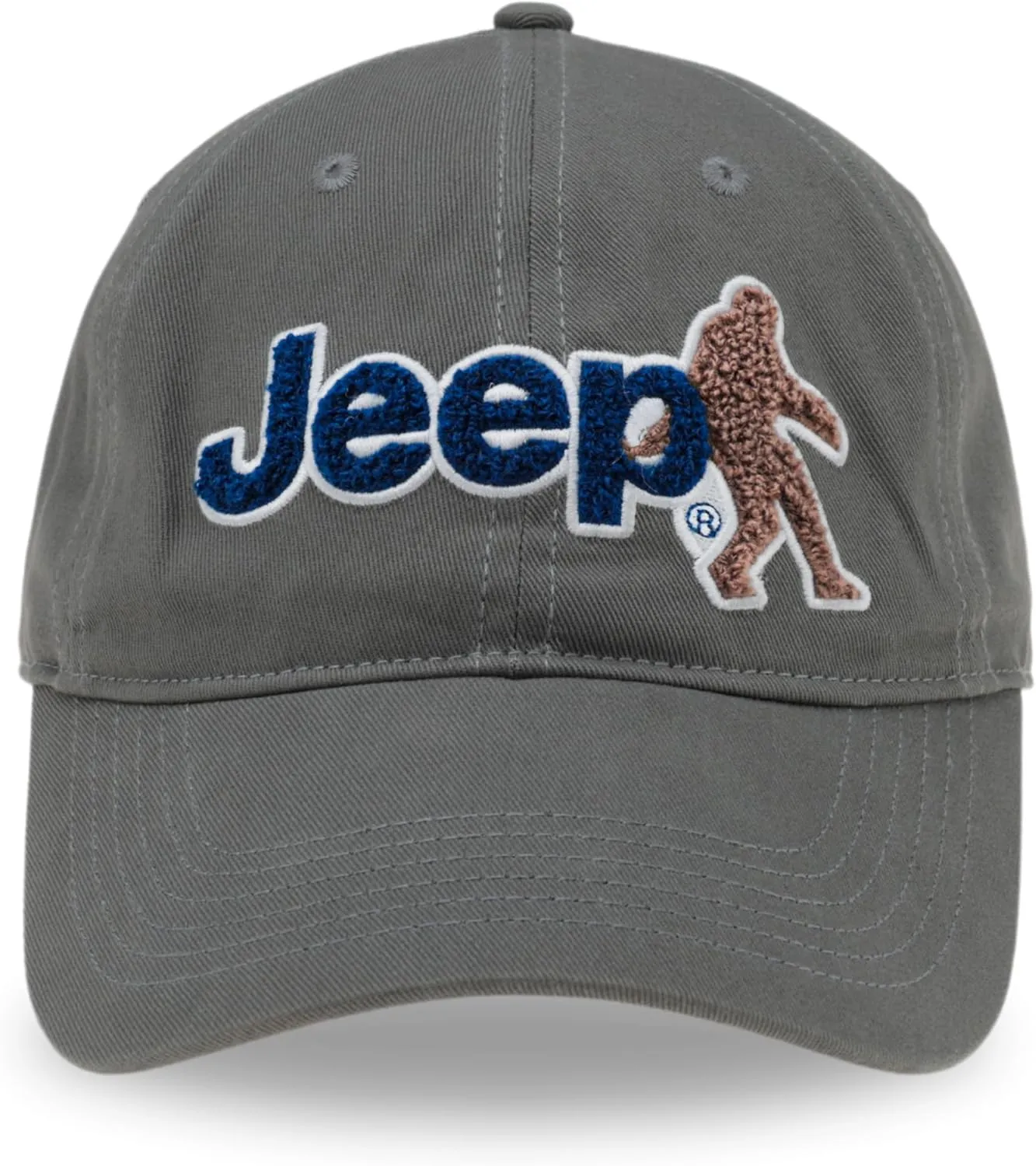 Jeep Ladies Ponytail Hat Chenille Embroidered Sasquatch and Text Logo Garment Washed Twill with Adjustable Strap