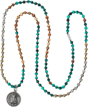 KELITCH Buddha Long Mala Beaded Necklaces Natural Gemstones Crystals Beads Pendant Prayer Meditation Necklaces New Handmade Fashion Jewelry