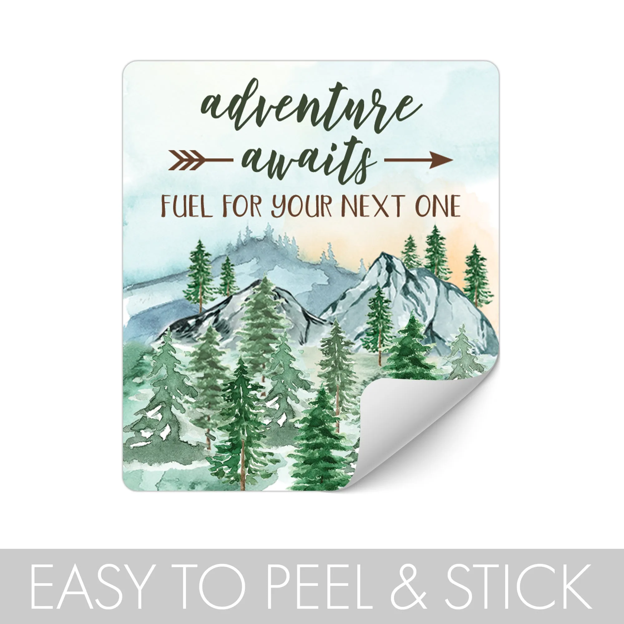 Little Adventurer Baby Shower Party Favor Trail Mix Bag Stickers | National Park Party Favors, Mountain Baby Theme Snack Bag Chip Labels