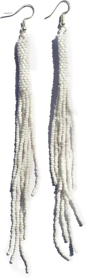 Long Beaded Dangle Earrings  Boho Native Handmade Seed Bead Tassel Bohemian Large Statement Drop Fringes for Women