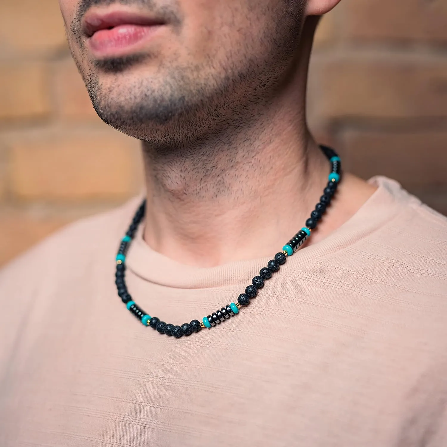 Made by Nami Surfer Necklace for Men with Natural Coconut Beads Waterproof Surfer Beaded Necklace for Men Handmade Beach Festival and Summer Accessories Gift for Him