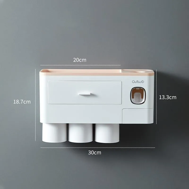 Magnetic Automatic Toothbrush Bathroom Accessories Holder & Toothpaste Dispenser