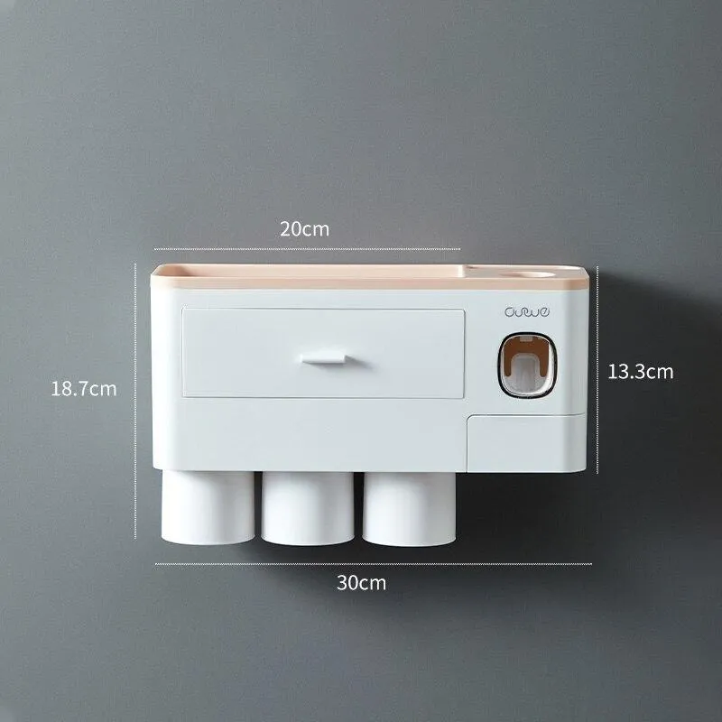 Magnetic Automatic Toothbrush Bathroom Accessories Holder & Toothpaste Dispenser