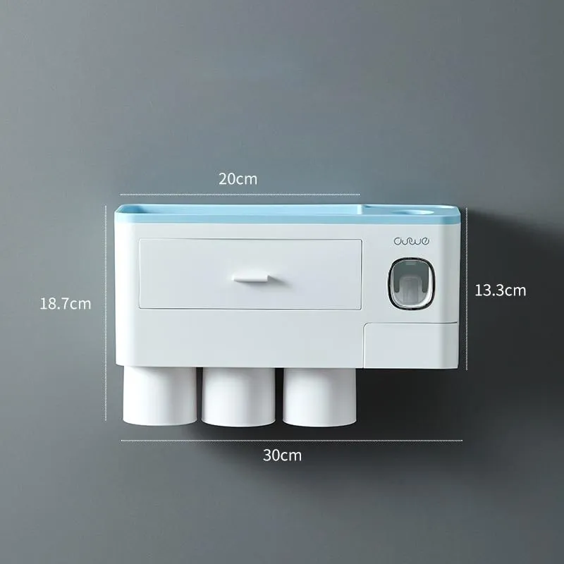 Magnetic Automatic Toothbrush Bathroom Accessories Holder & Toothpaste Dispenser