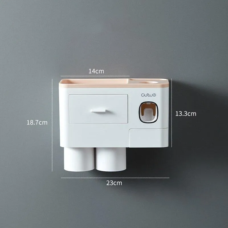 Magnetic Automatic Toothbrush Bathroom Accessories Holder & Toothpaste Dispenser