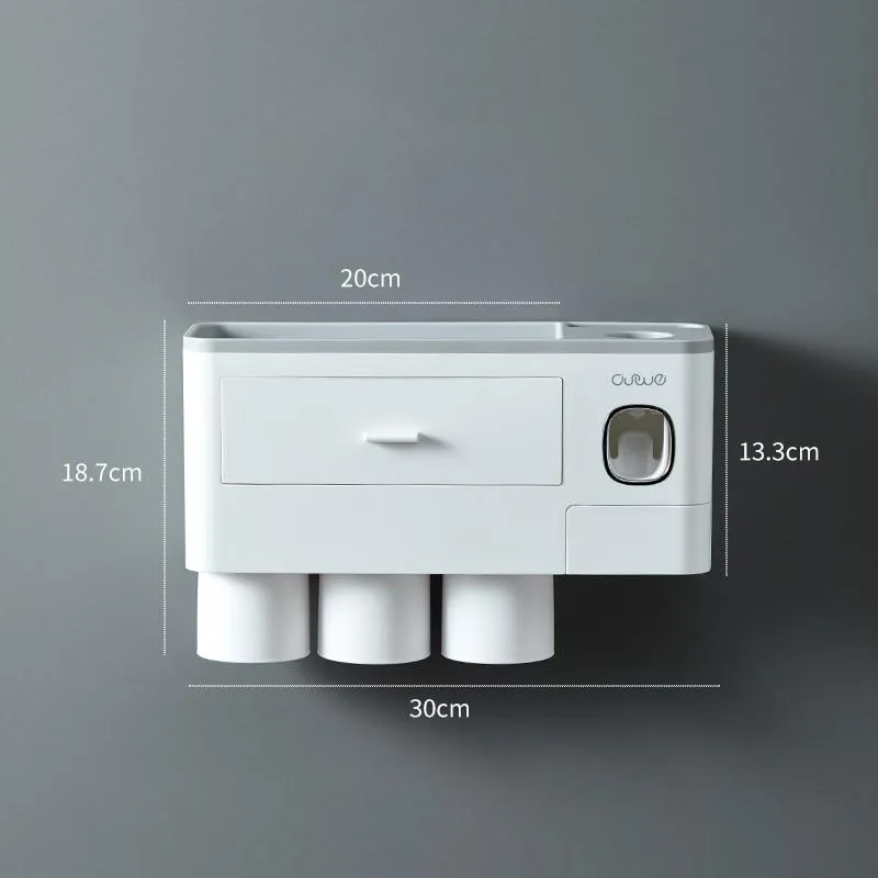 Magnetic Automatic Toothbrush Bathroom Accessories Holder & Toothpaste Dispenser