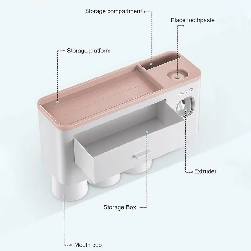 Magnetic Automatic Toothbrush Bathroom Accessories Holder & Toothpaste Dispenser