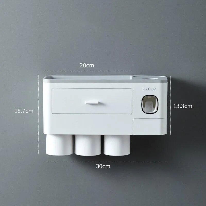 Magnetic Automatic Toothbrush Bathroom Accessories Holder & Toothpaste Dispenser
