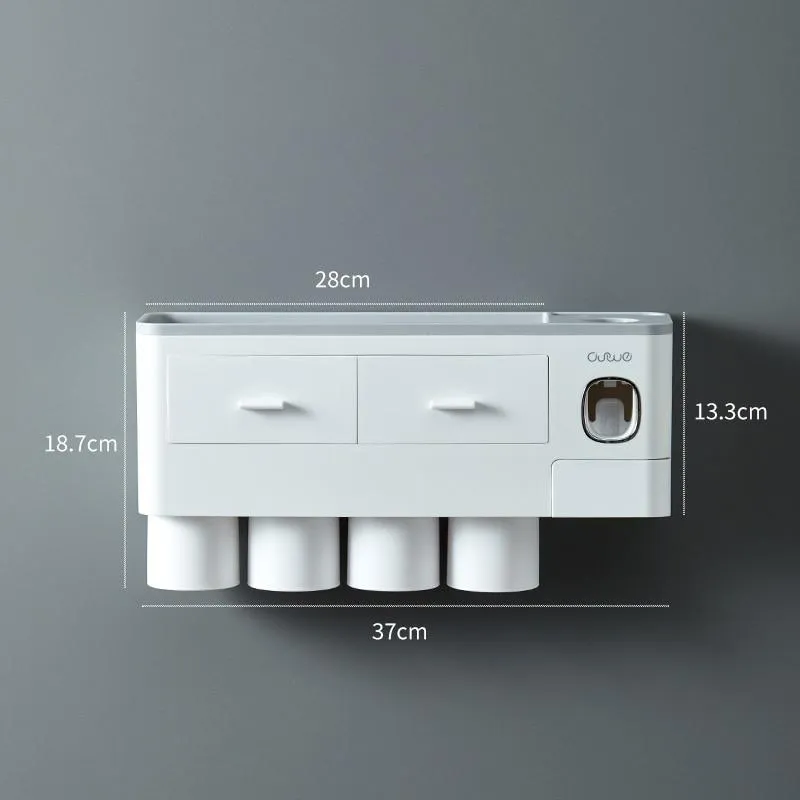 Magnetic Automatic Toothbrush Bathroom Accessories Holder & Toothpaste Dispenser