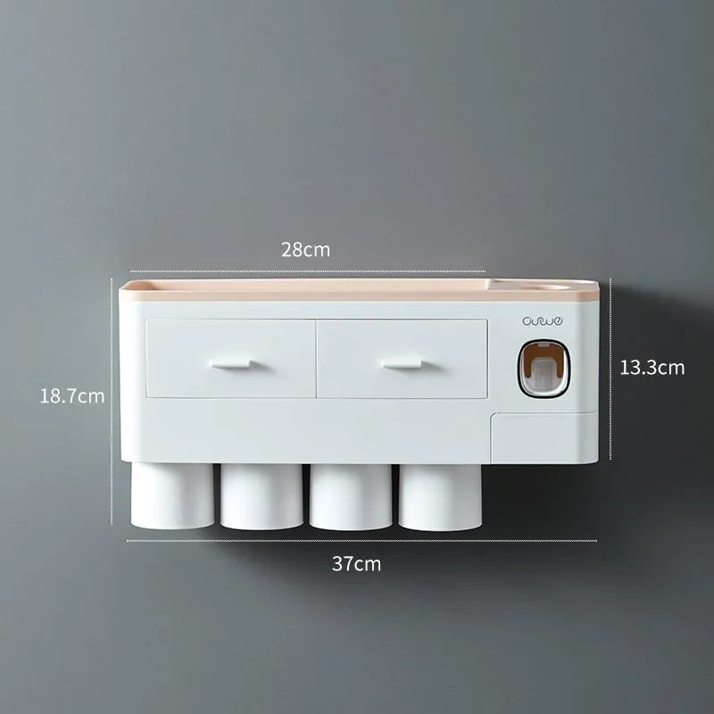 Magnetic Automatic Toothbrush Bathroom Accessories Holder & Toothpaste Dispenser