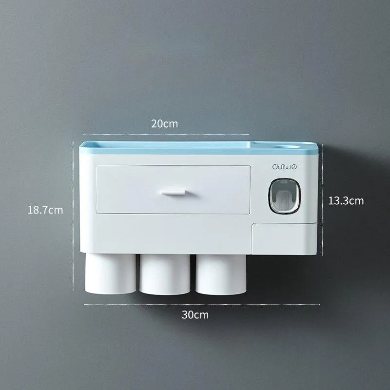 Magnetic Automatic Toothbrush Bathroom Accessories Holder & Toothpaste Dispenser