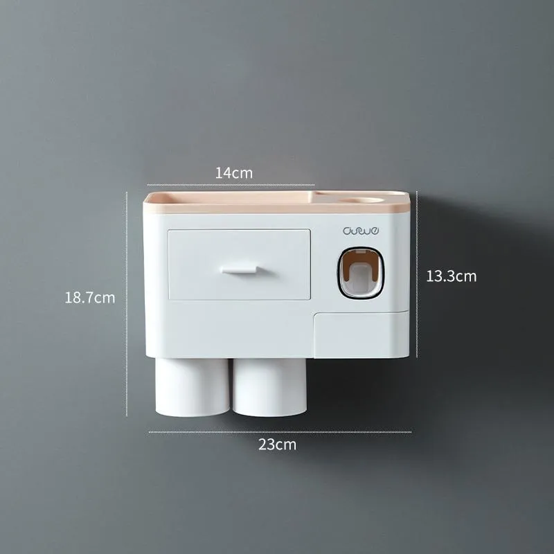 Magnetic Automatic Toothbrush Bathroom Accessories Holder & Toothpaste Dispenser