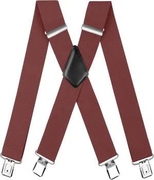 Men's Suspender Trousers Braces with Strong 2 inch Wide 4 Clips Heavy Duty for Men X Style Adjustable Suspenders