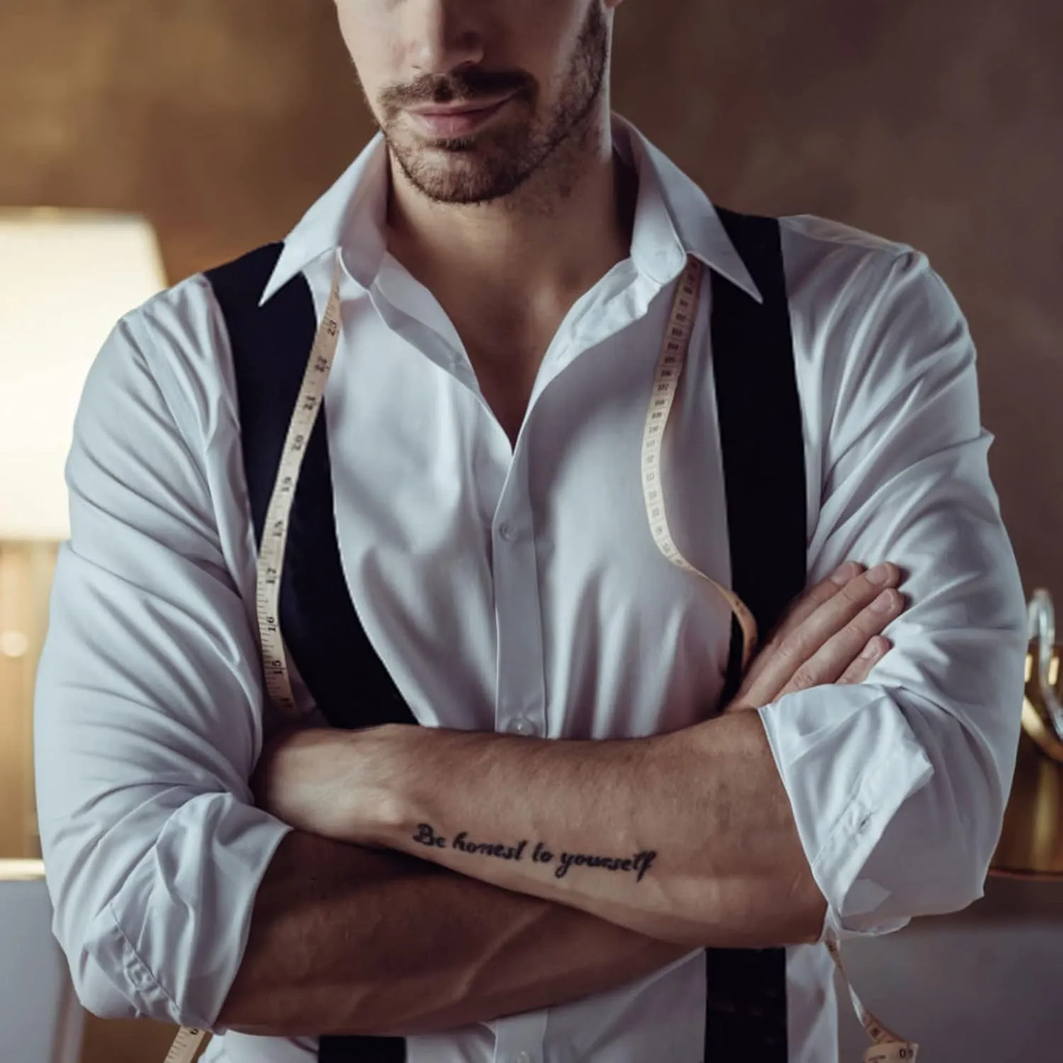 Men's Suspender Trousers Braces with Strong 2 inch Wide 4 Clips Heavy Duty for Men X Style Adjustable Suspenders