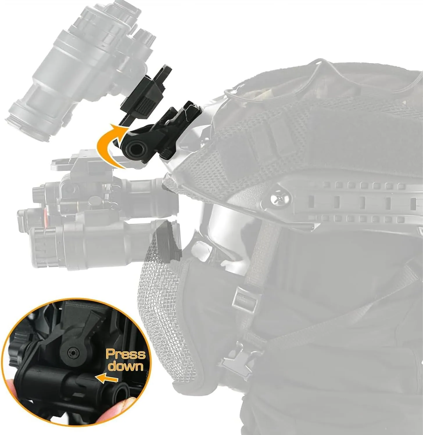 Night Vision Tactical Helmet Mount, L4g24 NVG Mount, Plastic Black Mud
