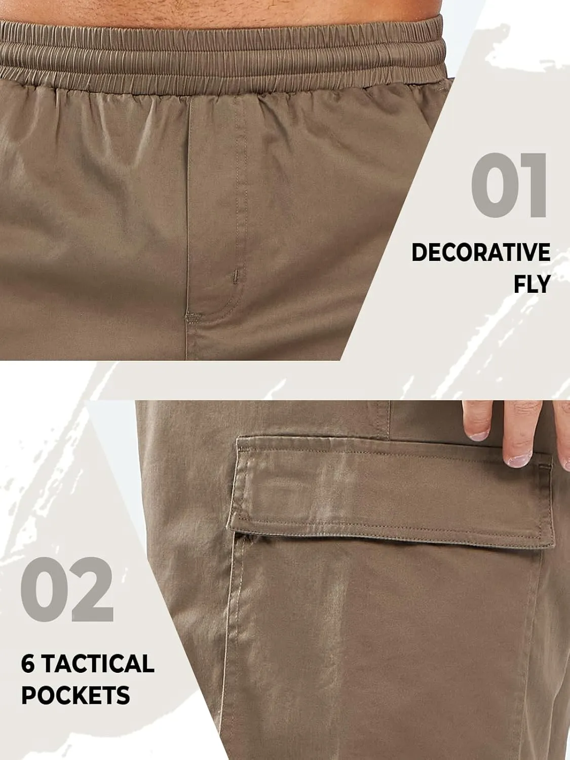NORTHYARD Mens Twill Casual Cotton Cargo Shorts Drawstring Elastic Waist & 6 Pockets Classic Work Shorts for Men