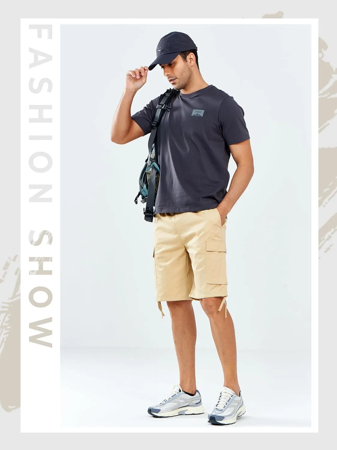 NORTHYARD Mens Twill Casual Cotton Cargo Shorts Drawstring Elastic Waist & 6 Pockets Classic Work Shorts for Men